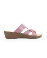 Ladies leather comfort pink chappals 30008