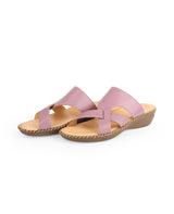 Ladies leather comfort pink chappals 30008