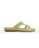 Light green, Double strap, cushioned footbed,ladies slip-ons 30112