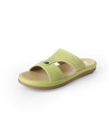 Light green, Double strap, cushioned footbed,ladies slip-ons 30112