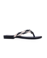 ladies flat black chappals 303306
