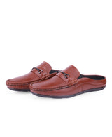 Men's leather brown half shoes  31401