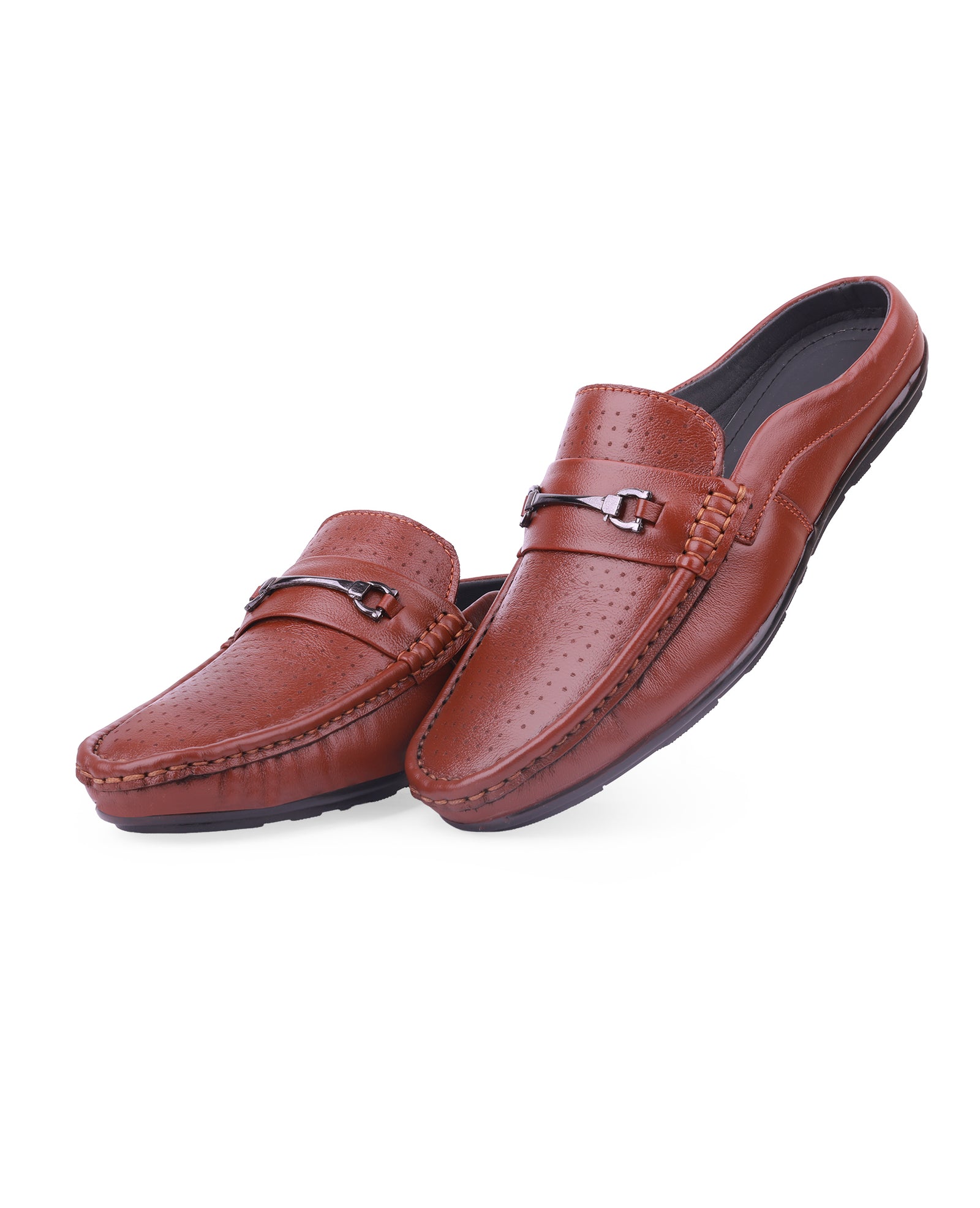 Men's leather brown half shoes 31401