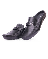 Men's leather black half shoes  31402