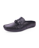 Men's leather black half shoes  31402