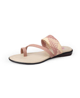 Ladies flat beige chappals 318103