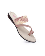 Ladies flat beige chappals 318103