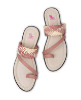 Ladies flat beige chappals 318103