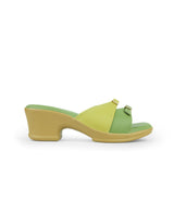 Ladies block heels green chappals 318105