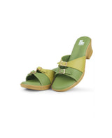 Ladies block heels green chappals 318105