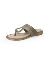 ladies flat green chappals 360302