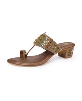 LADIES HEEL FANCY PARTYWEAR BROWN CHAPPAL 400256