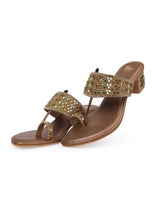 LADIES HEEL FANCY PARTYWEAR BROWN CHAPPAL 400256