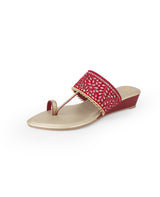 ladies heel red partywear chappals 400276
