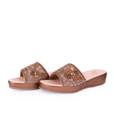 ladies partywear heel brown chappals 401067