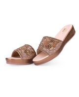 ladies partywear heel brown chappals 401067