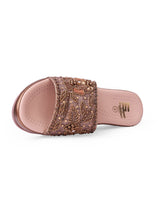 ladies partywear heel brown chappals 401067