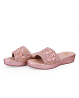 ladies partywear heel peach chappals 401071