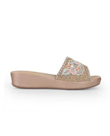 ladies partywear heel peach chappals 401071