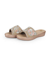 ladies partywear heel peach chappals 401071