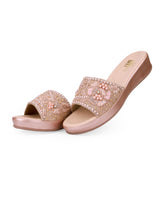 ladies partywear heel peach chappals 401071