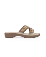 Ladies partywear tan heel chappal 401087
