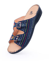 Ladies leather comfort blue chappals 60707
