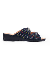 Ladies leather comfort blue chappals 60707