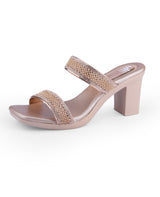 Rose Gold Party-Wear Block Heel 63608