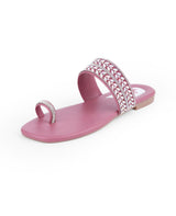ladies flat fancy peach color chappals 66671