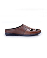 Men's leather brown half shoes 02086