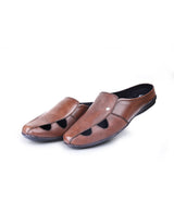 Men's leather brown half shoes 02086
