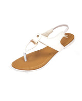ladies flat white sandals 05568