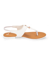 ladies flat white sandals 05568