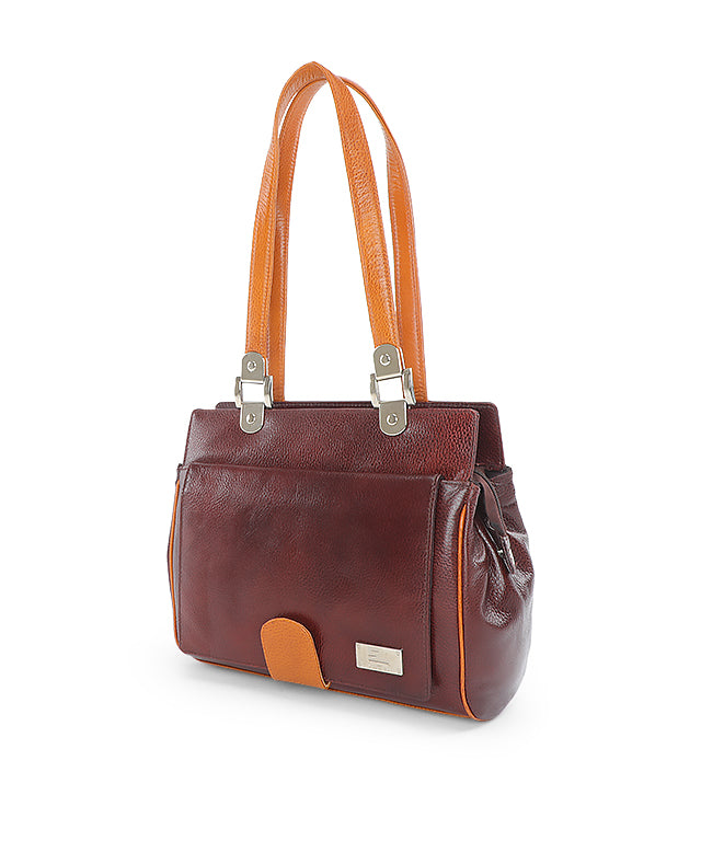 Ladies Leather Hand Bag (BROWN)07336