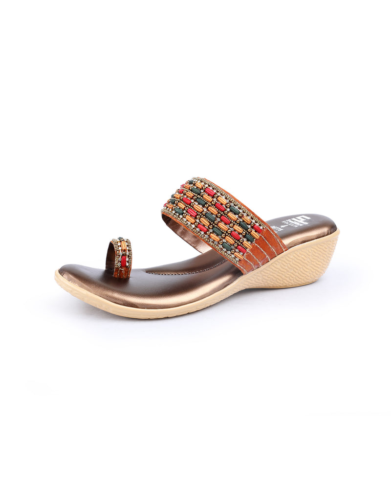 Buy online Gold Pu Slip On Sandals from heels for Women by Dollphin for  ₹1499 at 67% off | 2024 Limeroad.com