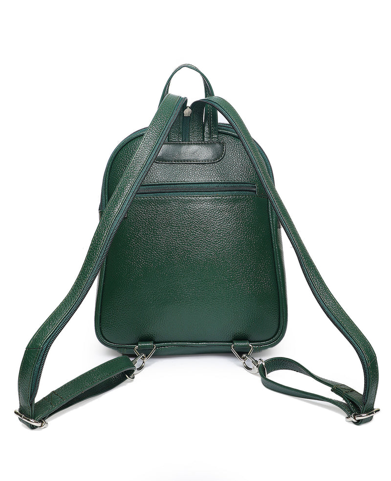 Accessorize London Women's Faux Leather Green Nikki zip backpack bag -  Accessorize India