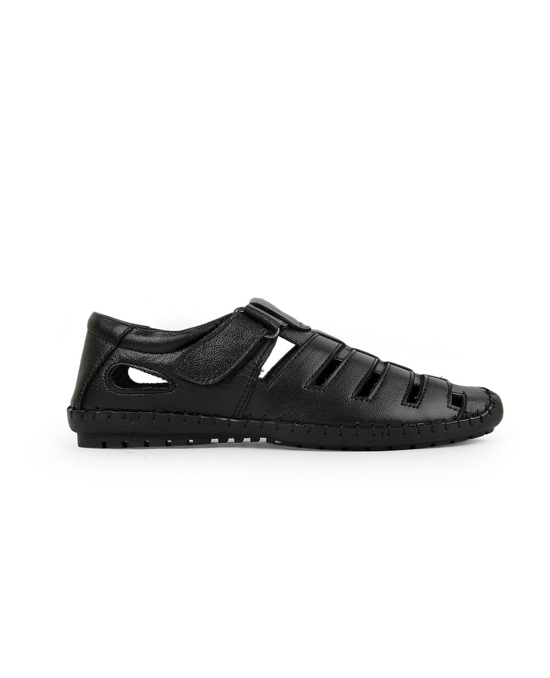 Buy 100% Leather Roman Black mens Comfort Shoe-Style open Casual ethnic  kurta pajama jeans formal Sandals Online at Best Prices in India - JioMart.