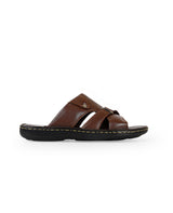 Men's Leather Comfort brown chappals 117443
