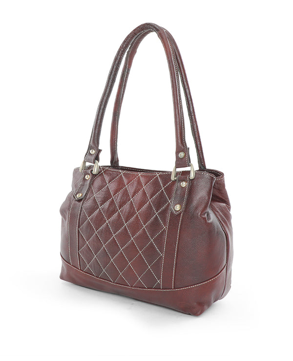 13439 Ladies Leather Hand Bag (BROWN)