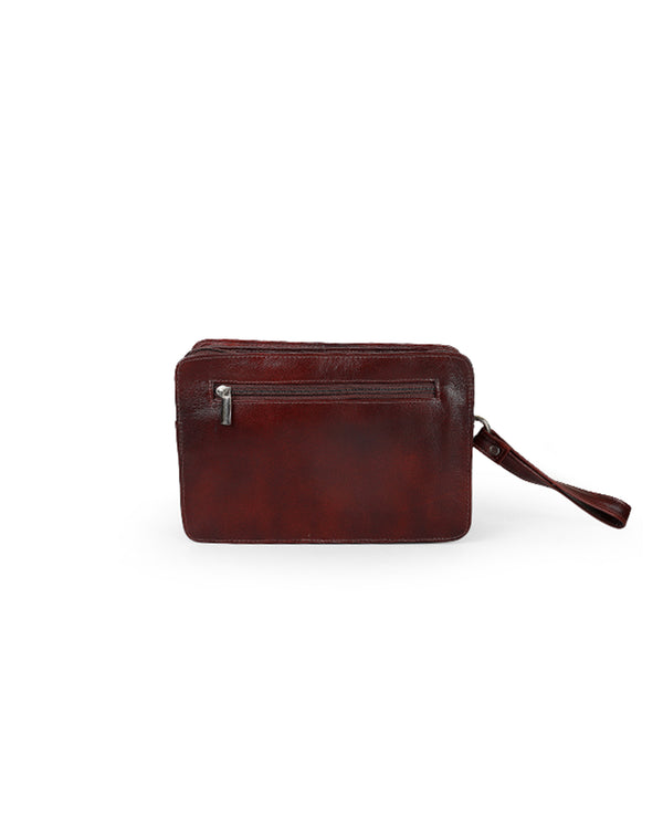 13446 LEATHER MONEY CARRYING BAG (BROWN)