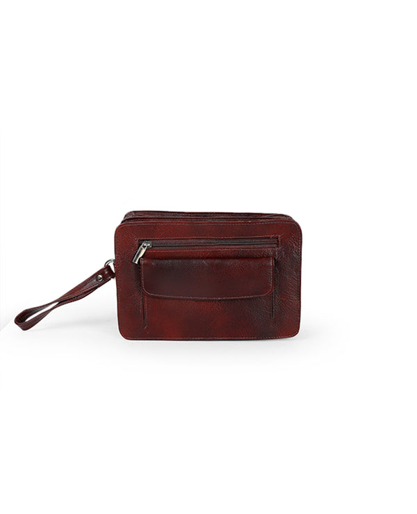 13446 LEATHER MONEY CARRYING BAG (BROWN)