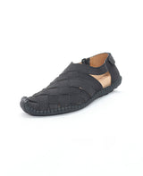 men's leather black sandals 13692