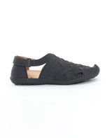 men's leather black sandals 13692