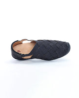 men's leather black sandals 13692