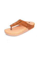 Ladies heel leather comfort chappals tan 17276