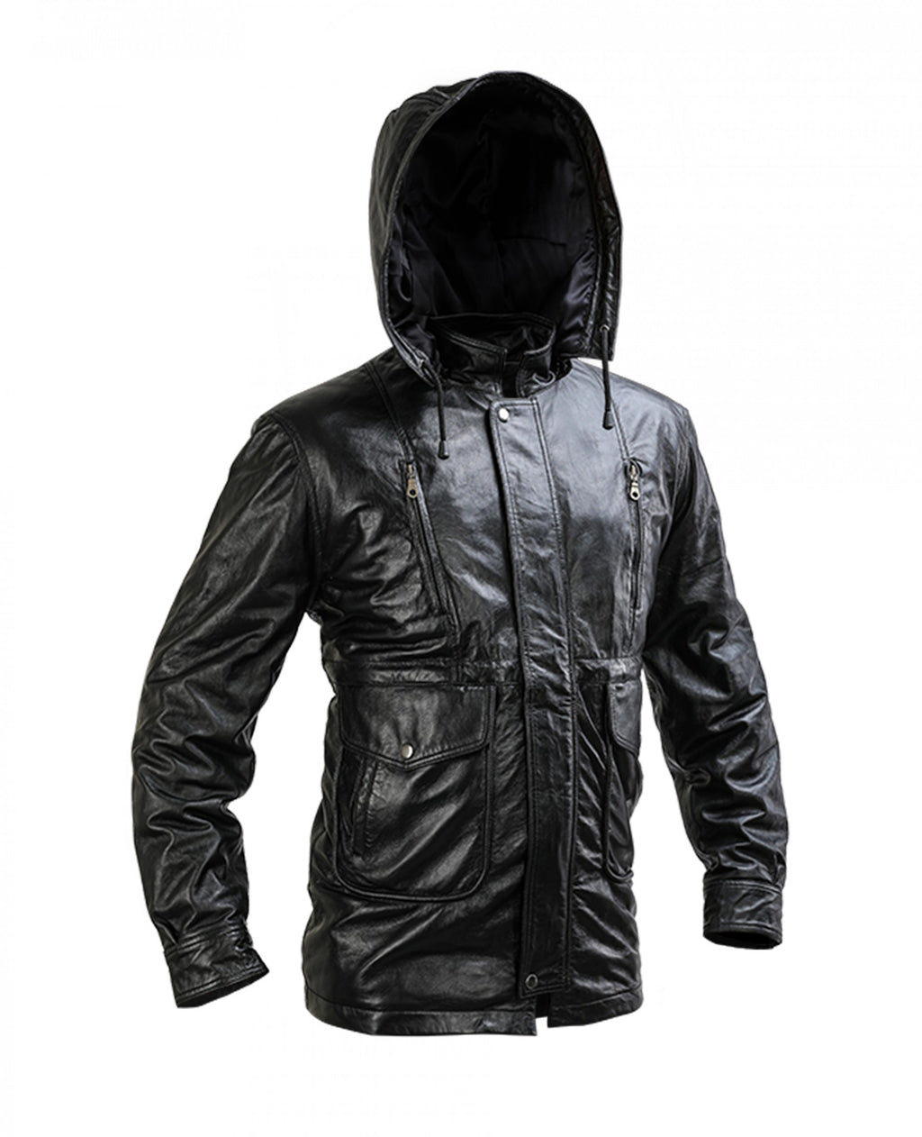FITORON Leather Jacket for Men- Turtleneck Long Sleeve Parka Solid Parka  Full Zip Slim Fashion Cardigan Jacket Black - Walmart.com