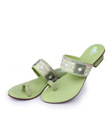 Ladies heel green chappals 20547