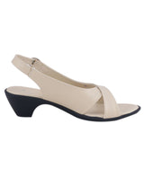 Ladies heel beige sandals 19850