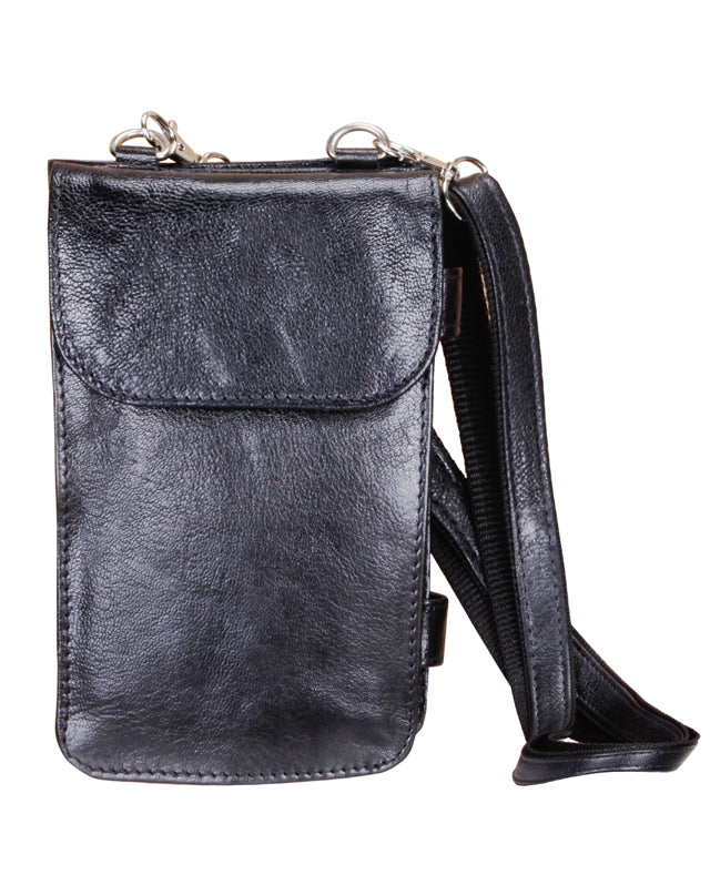 101701 Leather Passport Bag (Black)